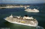 ID 1740 THE WORLD (2002/43188grt/IMO 9219331), SILVER WHISPER (2001/28258grt/IMO 9192179) and EUROPA (1999/28437grt/IMO 9183855) in distance, together in Auckland, New Zealand for the 2003 Americas Cup final.